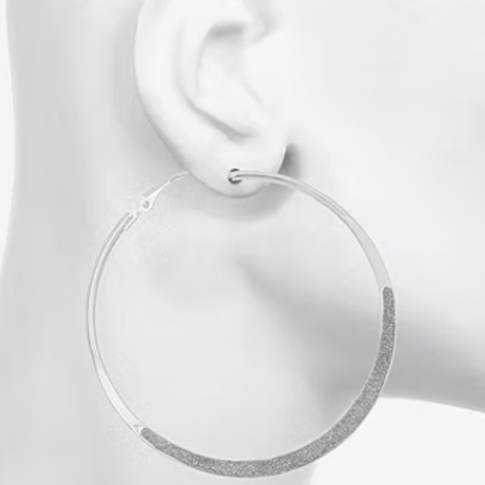 Silver Hoop Earrings with Sparkling Detail