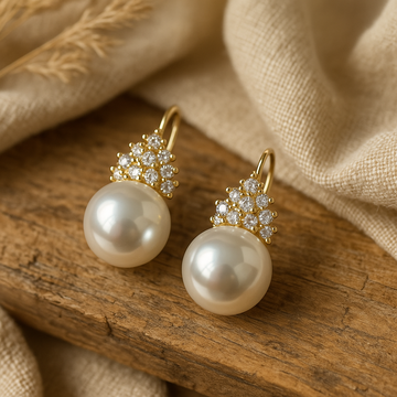 Elegant Pearl and Diamond Drop Earrings