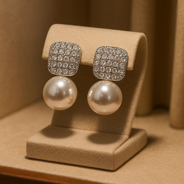 Glamorous Pearl and Diamond Earrings