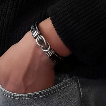 Men's Magnetic Faux Leather Bracelet β Stylish Knot Design & Durable Faux Leather