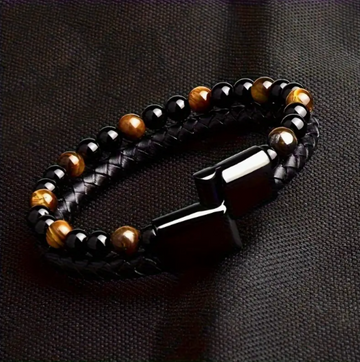 Men's Double-Layer Faux Leather Bracelet β Simple European & American Style