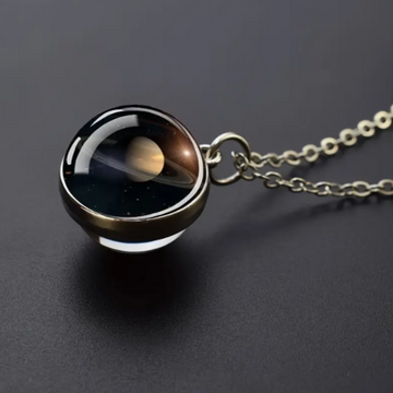 Solar System Glass Ball Pendant Necklace β Unisex Fashion Jewelry