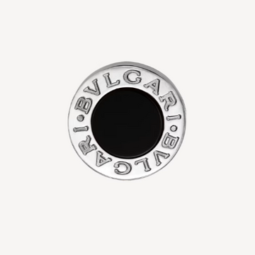 Bvlgari Logo-Engraved Black Enamel Stud