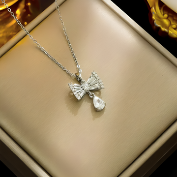 Diamond Bow Pendant Necklace