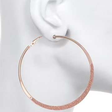 Elegant Rose Gold Hoop Earrings with Sparkle Detail