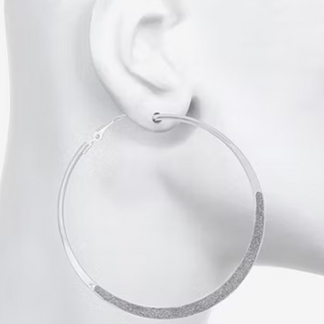 Silver Hoop Earrings with Sparkling Detail