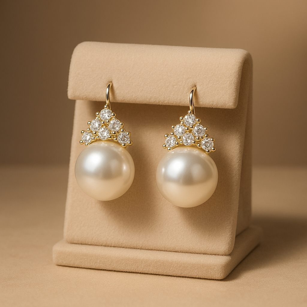 Elegant Pearl and Diamond Drop Earrings