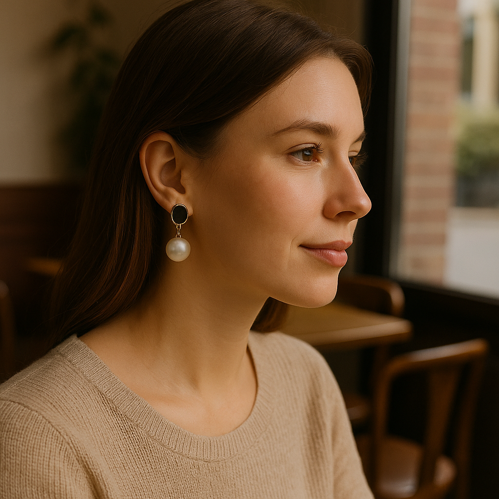 Black Onyx and Pearl Drop Earrings