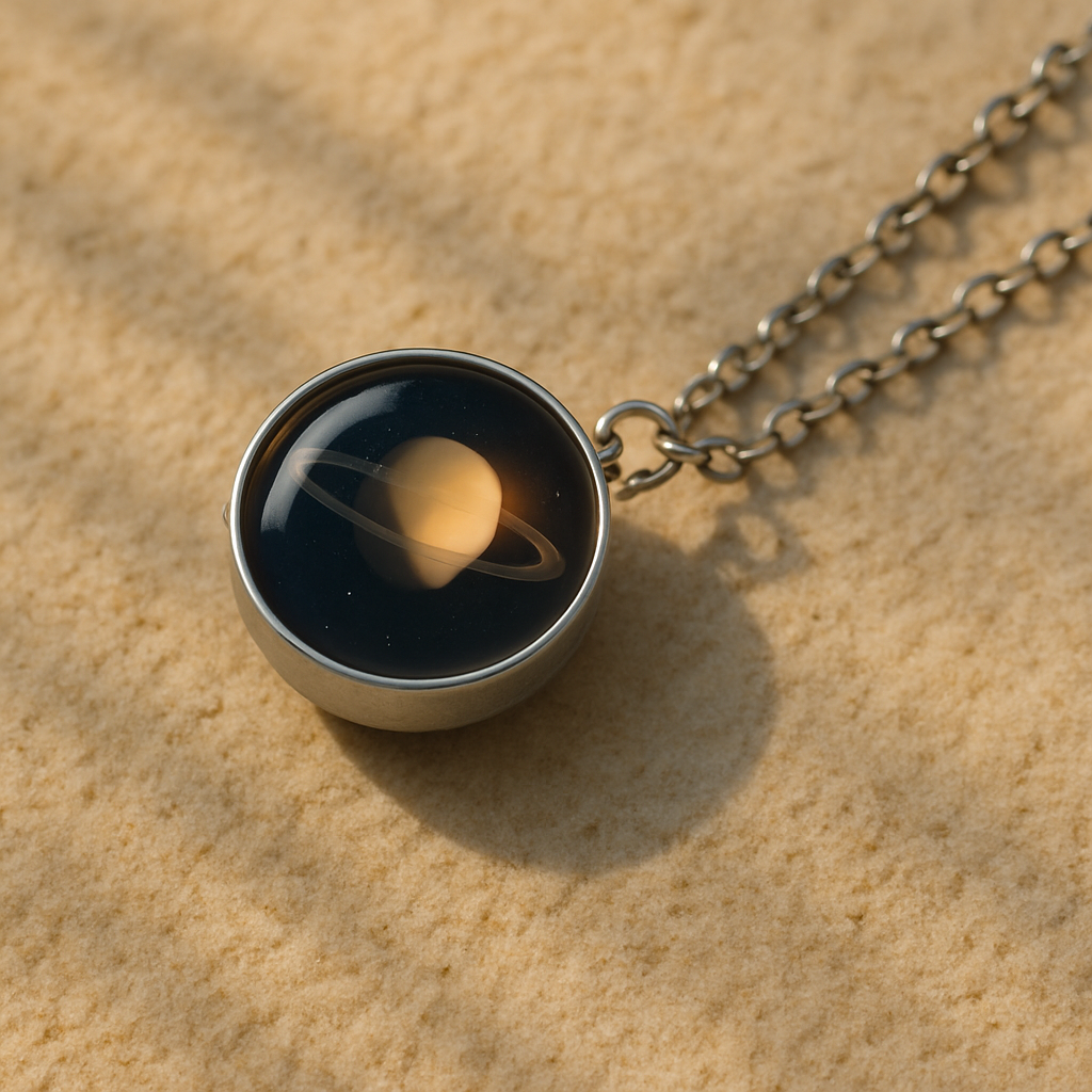 Solar System Glass Ball Pendant Necklace – Unisex Fashion Jewelry