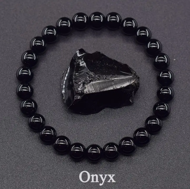 Men's Black Glass Beaded Bracelet – Simple & Elegant