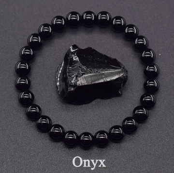 Men's Black Glass Beaded Bracelet – Simple & Elegant