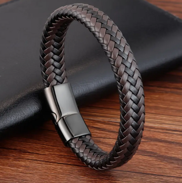 Men's Woven Faux Leather Punk Wrap Bracelet – Versatile Wristband