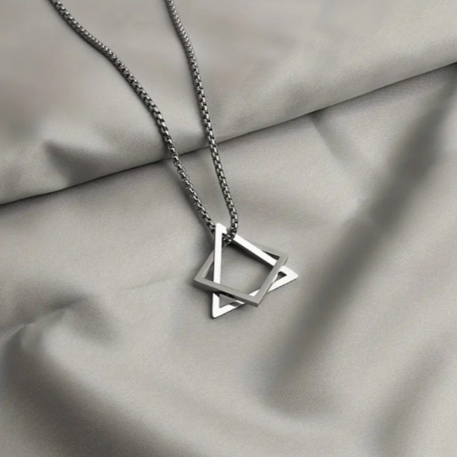 Men's Stainless Steel Geometric Pendant Necklace – Hip-Hop Style