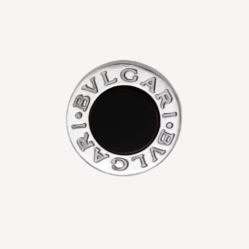 Bvlgari Logo-Engraved Black Enamel Stud