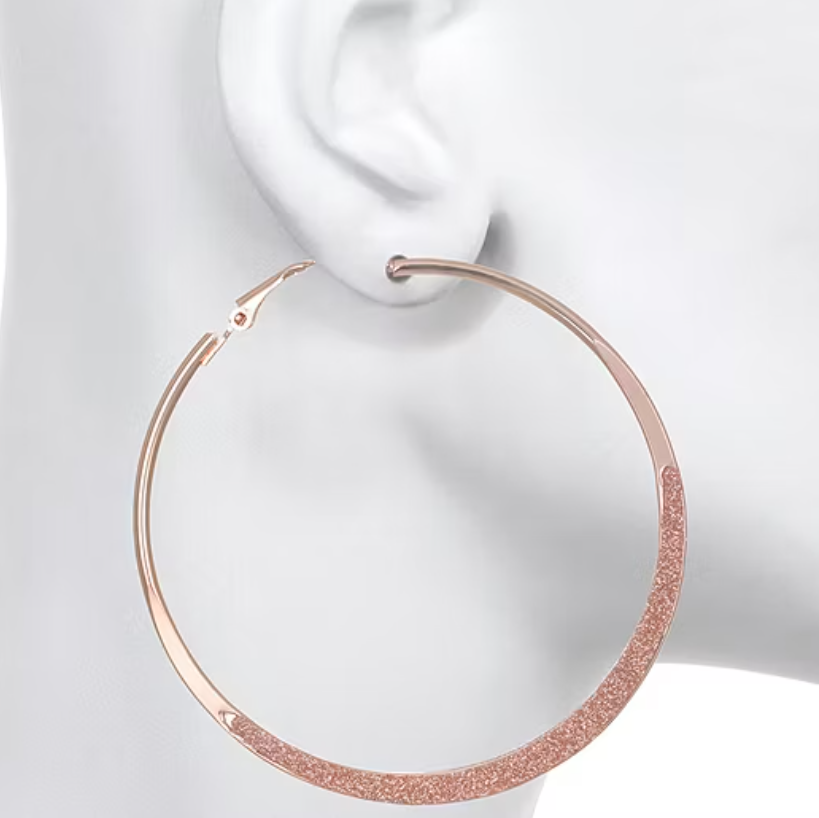 Elegant Rose Gold Hoop Earrings with Sparkle Detail